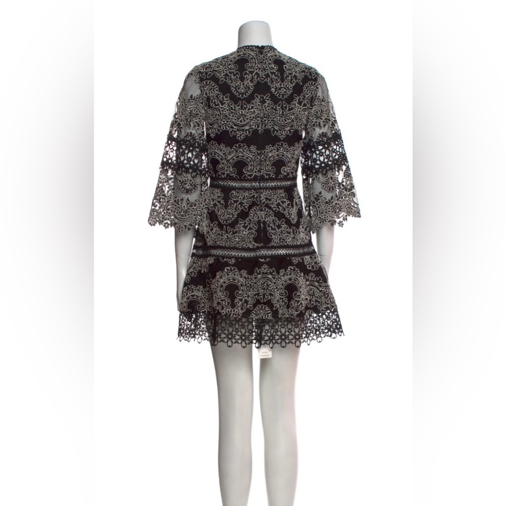 Alexis Black Gray Lace Mini Dress XS Long Sleeve Elegant Cocktail - Picture 4 of 7